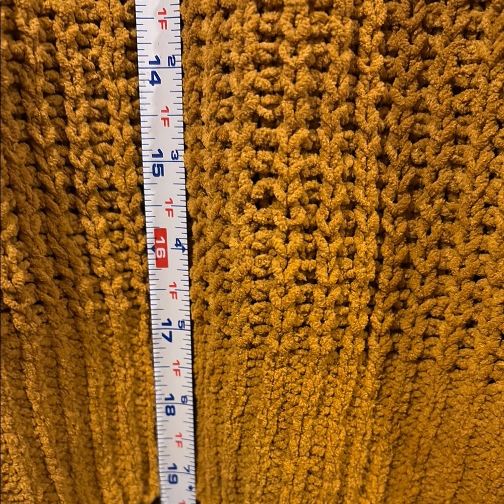 SO Women's Soft Mustard Open-Stitch Crewneck Sweater - Picture 5 of 5